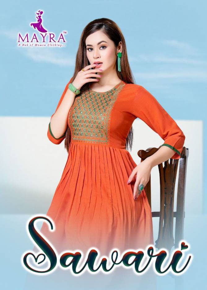 Mayra Sawari Fancy Ethnic Wear Rayon Anarkali Latest Kurti Collection